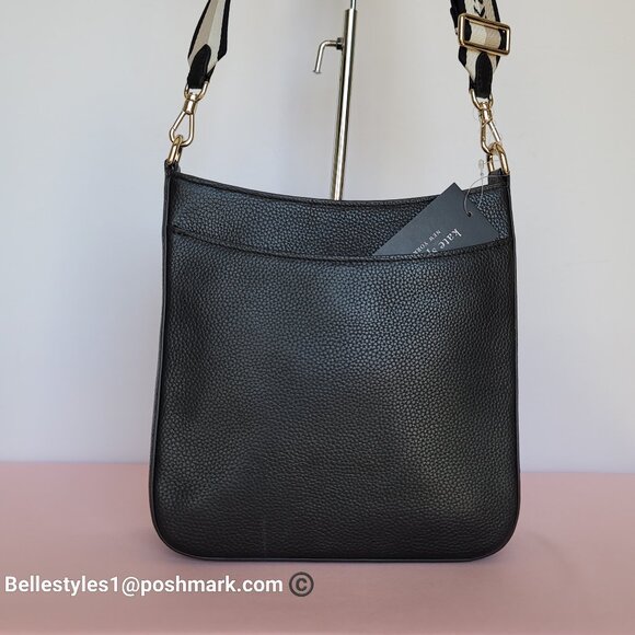 KATE SPADE Hudson Pebbled Leather Messenger Crossbody Bag- Black color🎈 - Picture 7 of 16